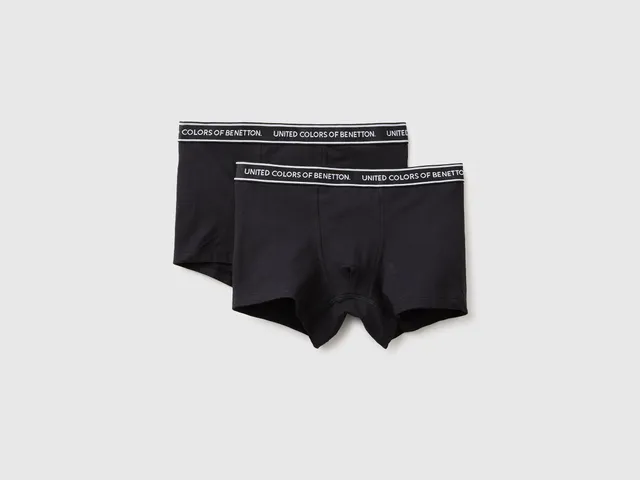 United Colors of Benetton Underwear Boxer Bimbo Nero Cotone 2 Pezzi