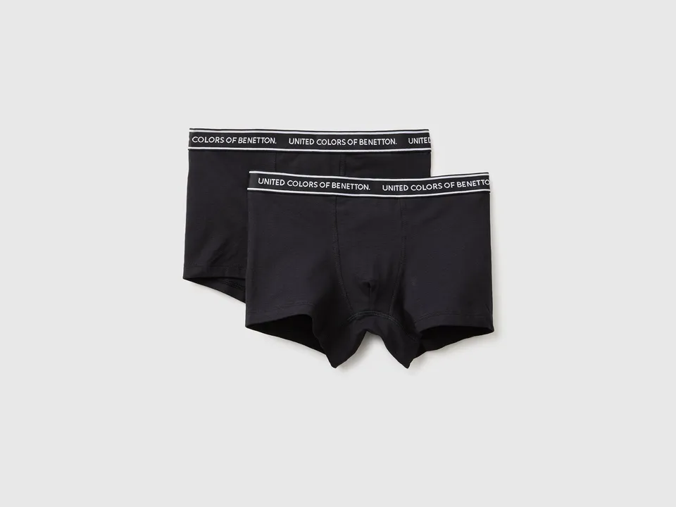 United Colors of Benetton Underwear Boxer Bimbo Nero Cotone 2 Pezzi