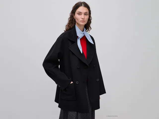 United Colors of Benetton Cappotto Lana Cashmere Doppiopetto Taglia 42