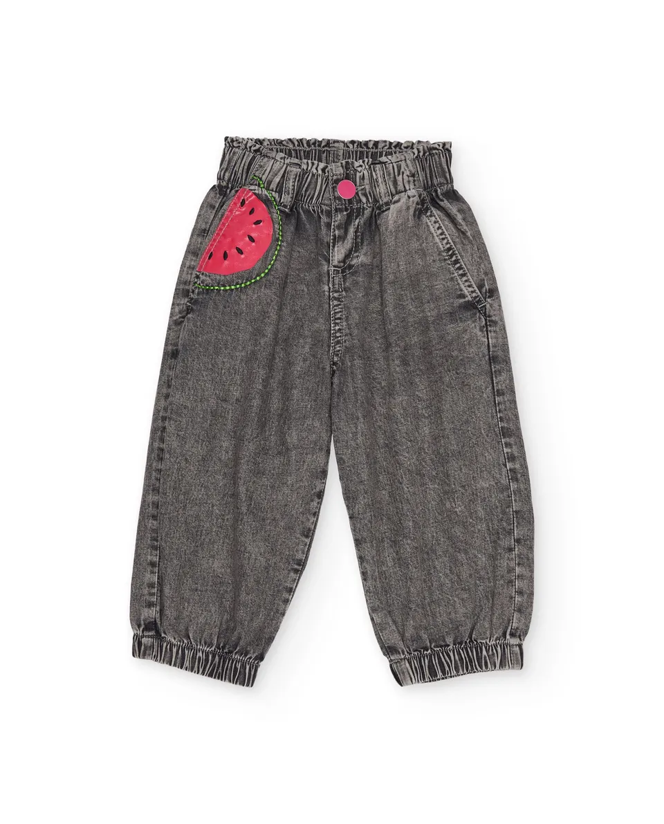 TucTuc Pantaloni Jeans bimba grigio denim lavato