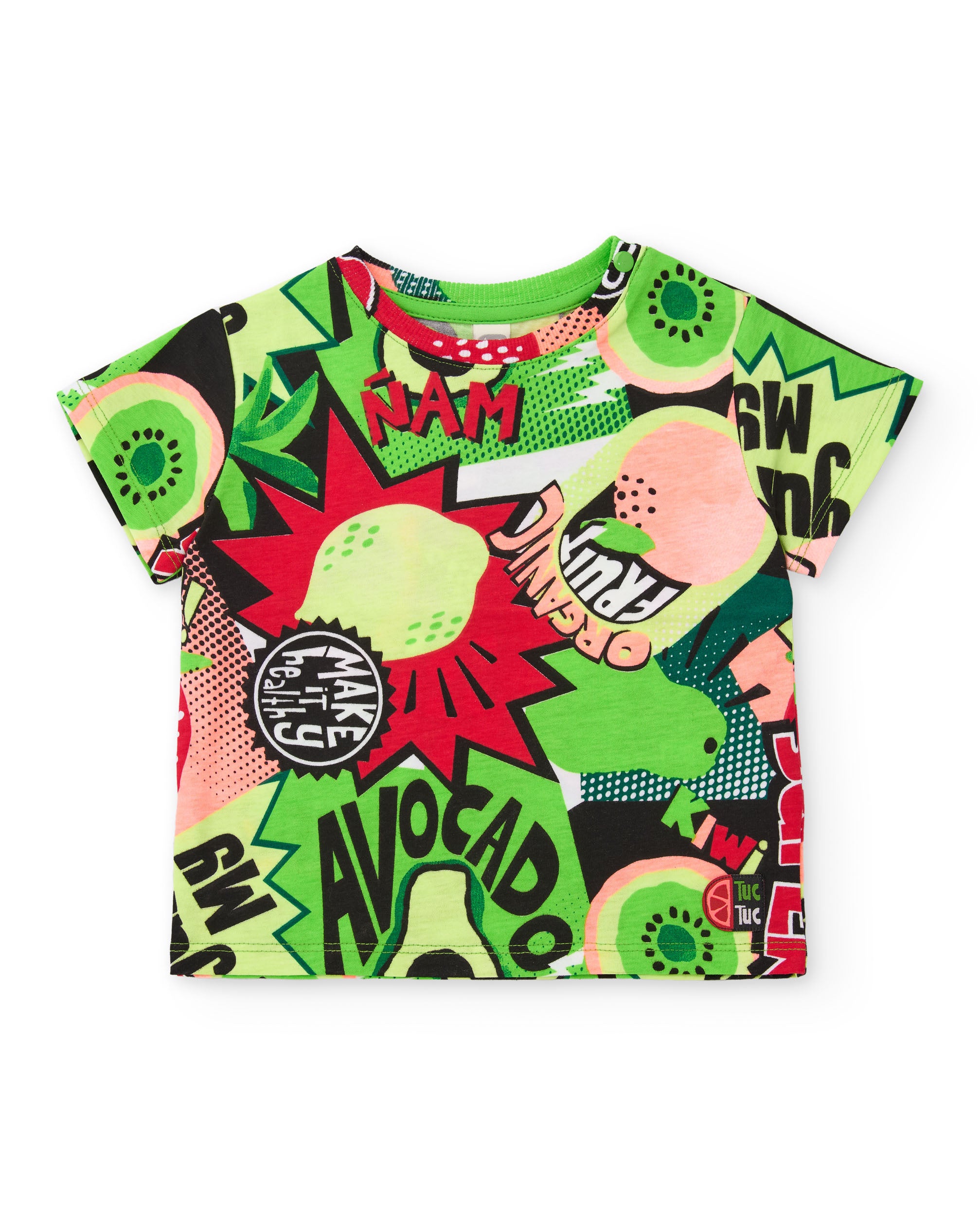 TucTuc Magliette t-shirt bambino verde stampa fumetto