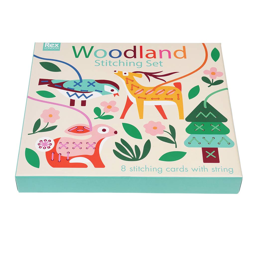 Rex London Woodland set cucito senza ago bambini 8 carte