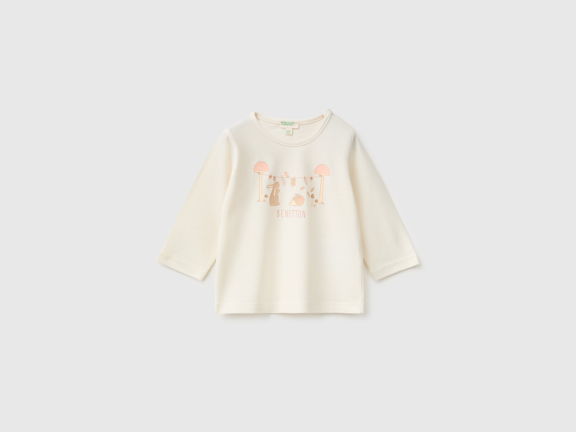 Benetton T-shirt neonato cotone biologico stampa animali 68