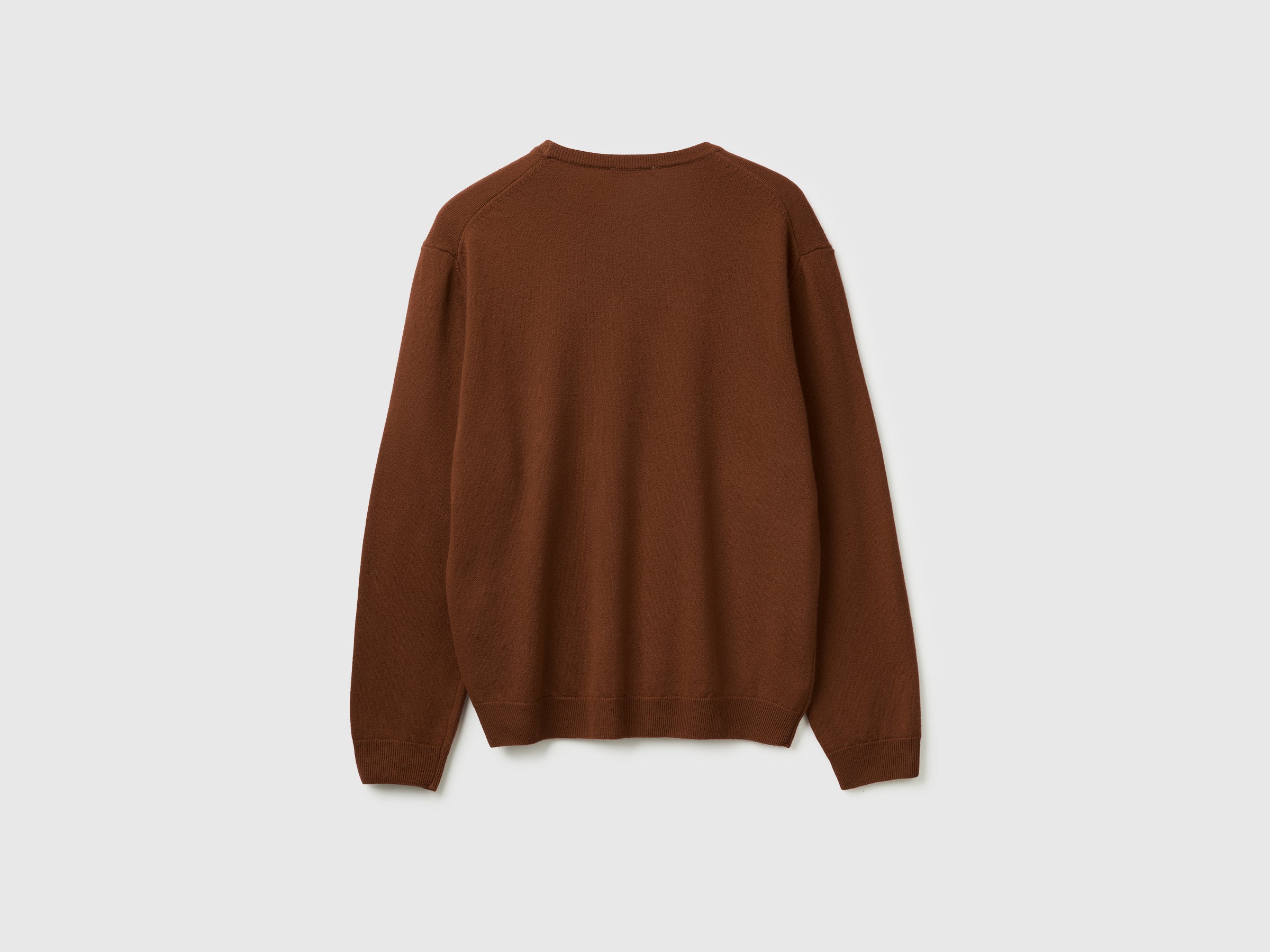 United Colors of Benetton maglione girocollo marrone lana merino