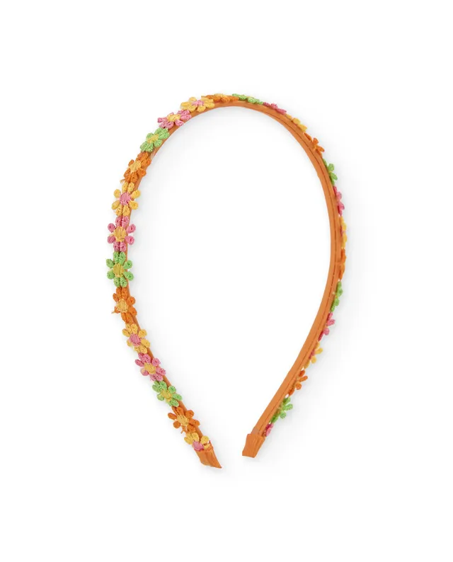 TucTuc Accessori cerchietto bambina arancione ricamo floreale