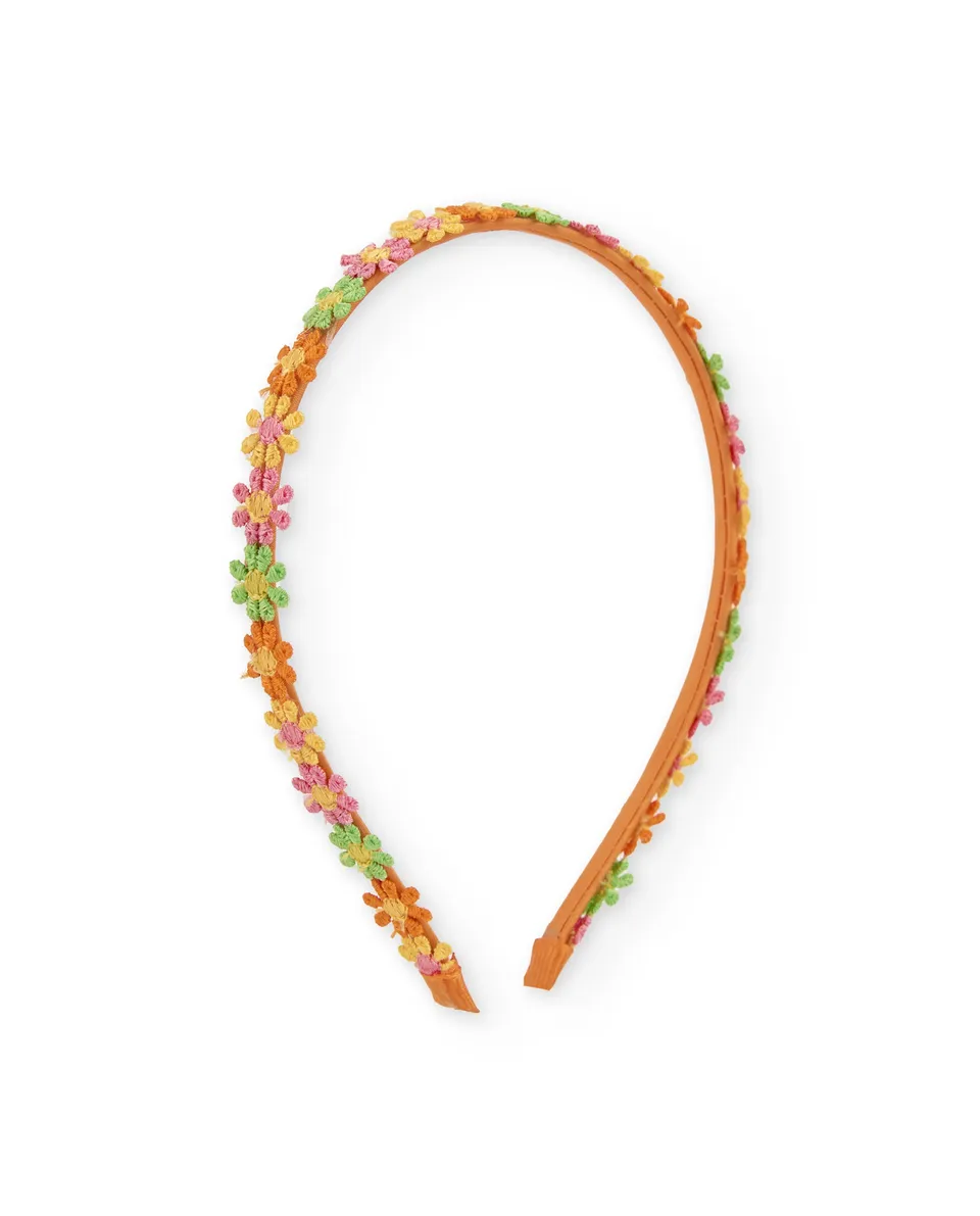 TucTuc Accessori cerchietto bambina arancione ricamo floreale