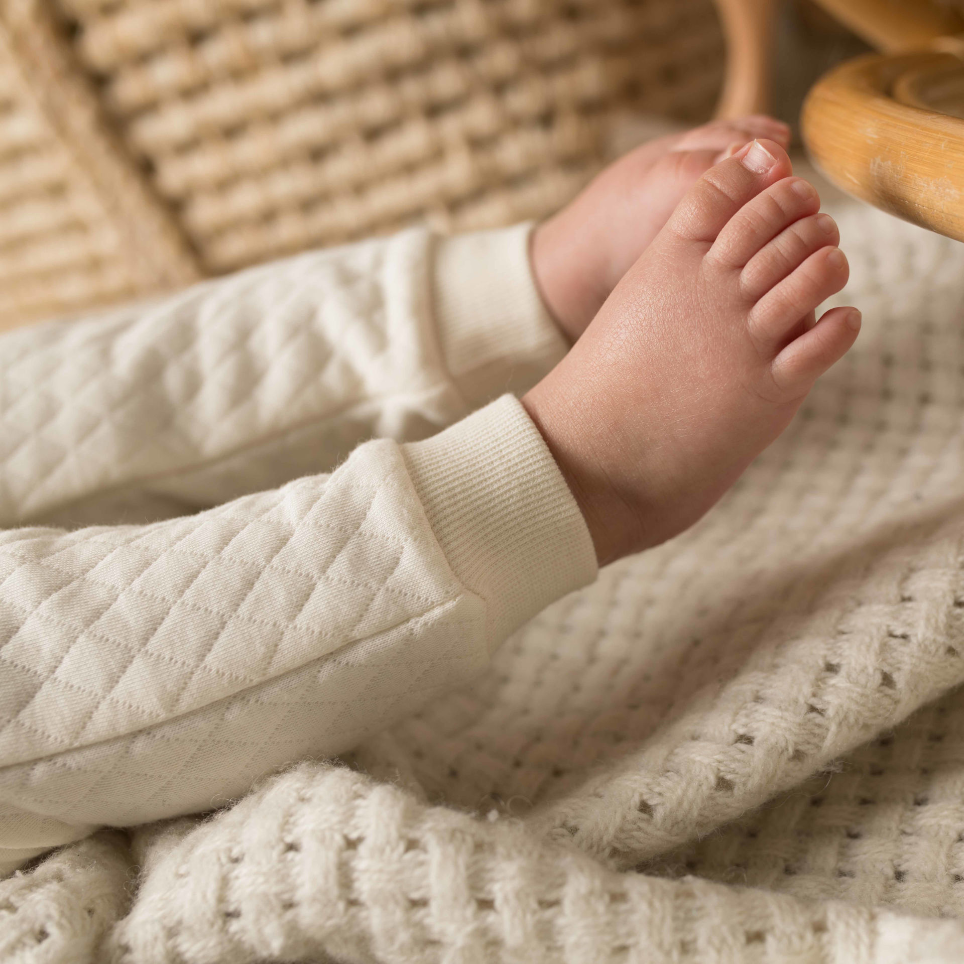 Pamboo Organic Pantaloni neonato cotone bio panna