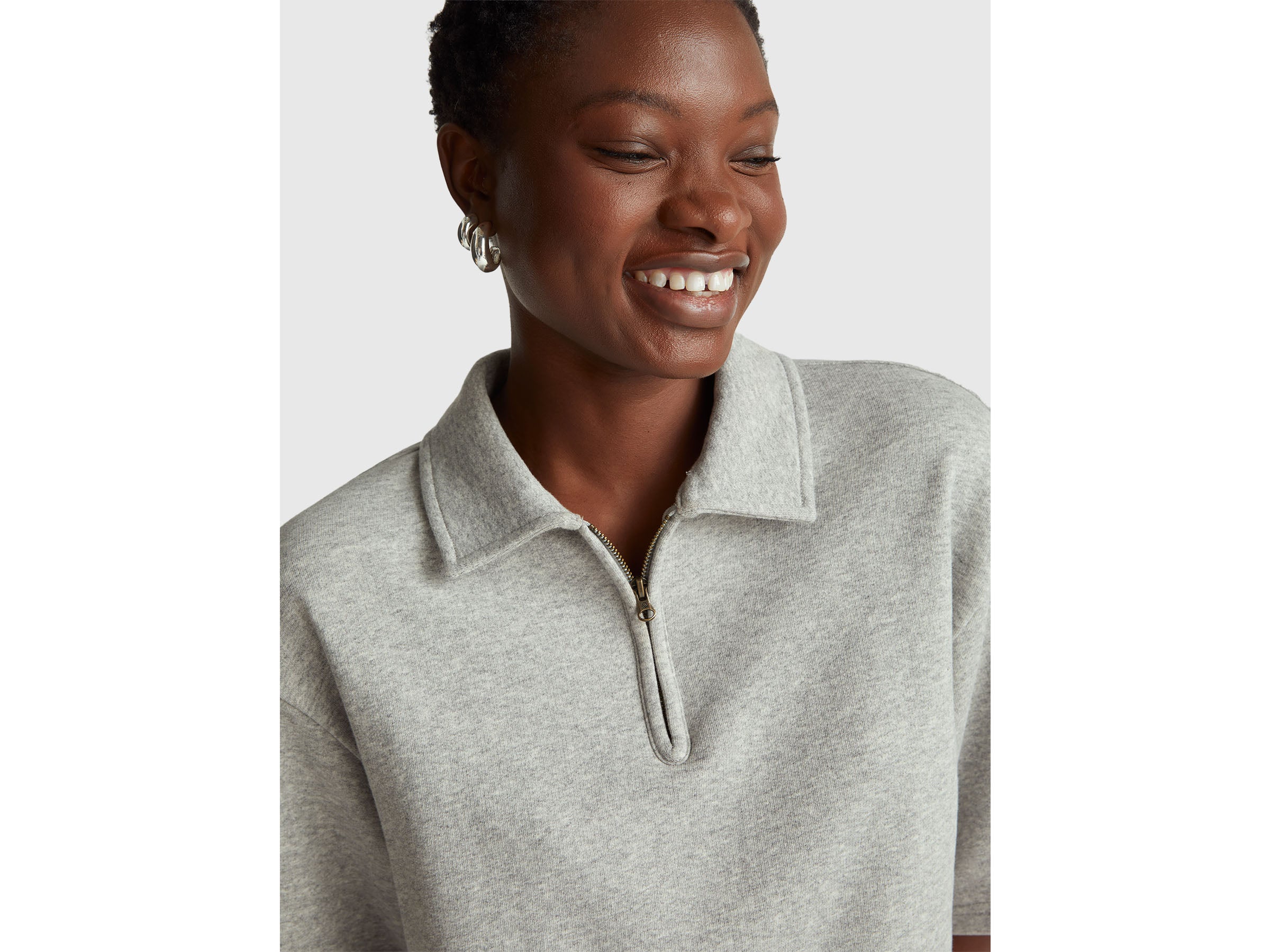 United Colors of Benetton polo cropped zip cotone