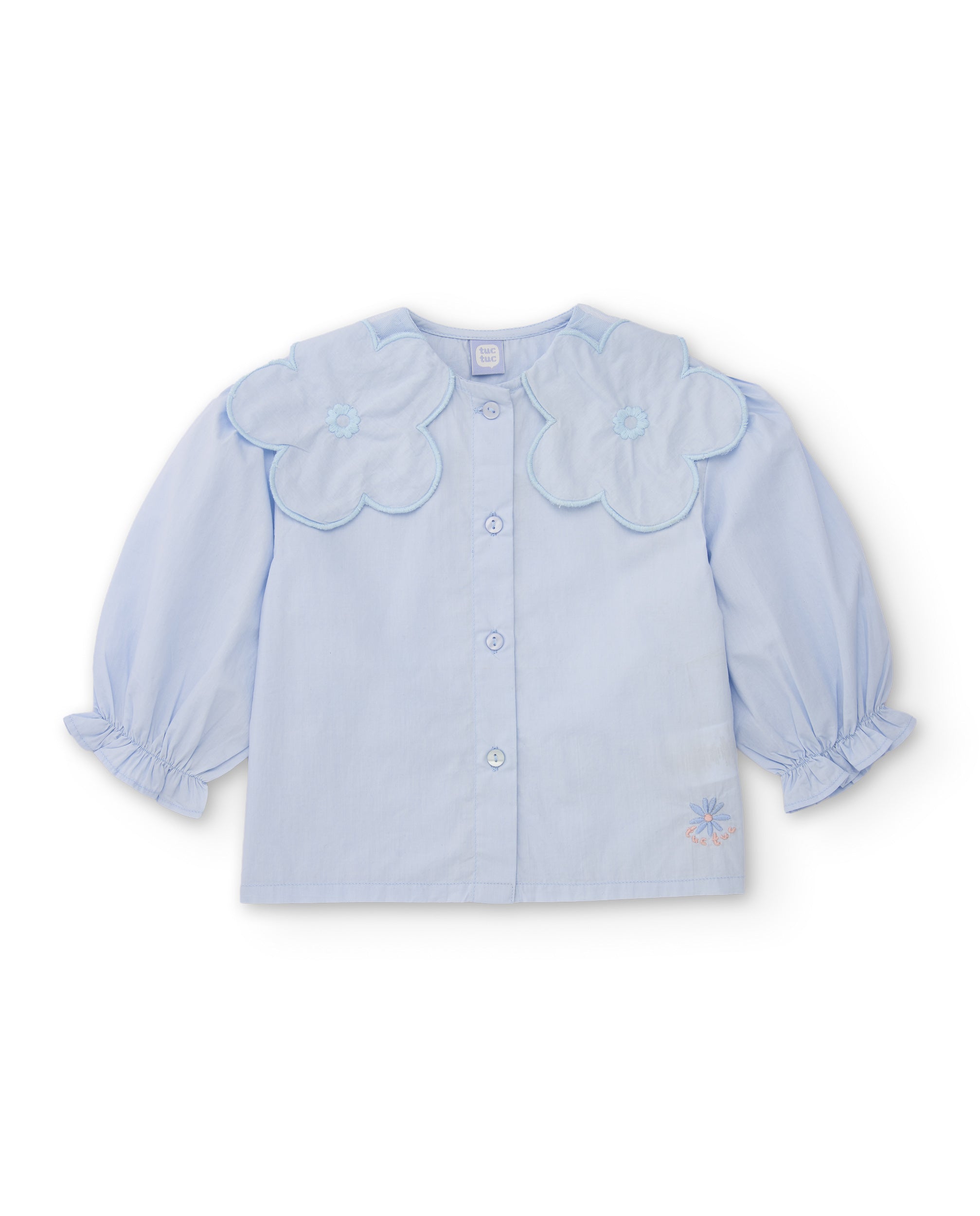 TucTuc Camicette Camicia Cotone Volant Azzurro Bimba