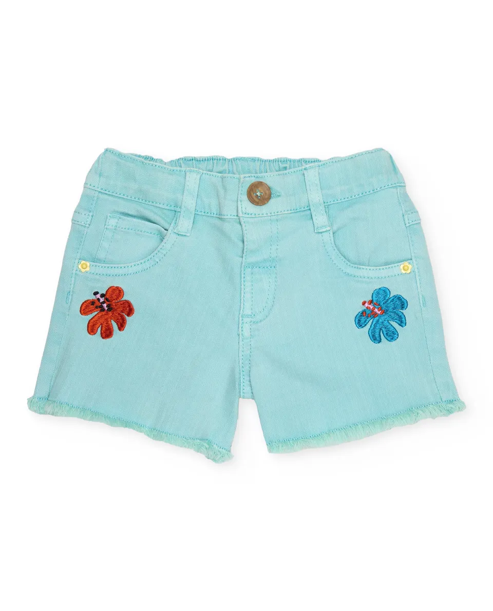 TucTuc Bermuda Shorts Denim Pantaloncini Turchesi Ricamo