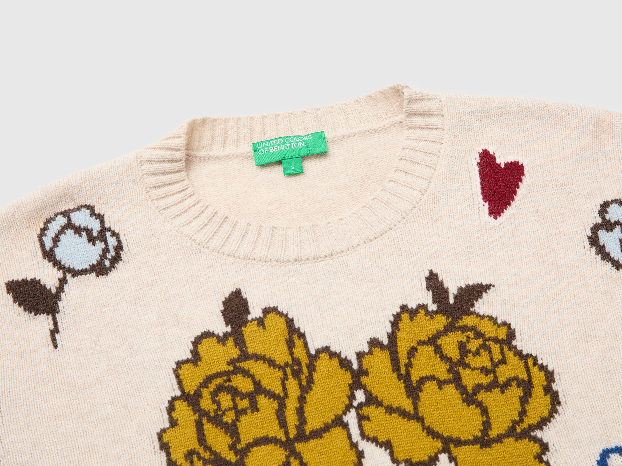 United Colors of Benetton Sweaters Maglione lana fiori S