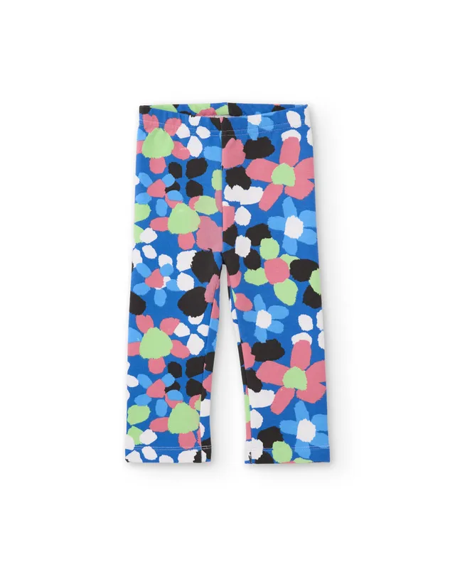 TucTuc Leggings Bambina Blu Floreale in Cotone