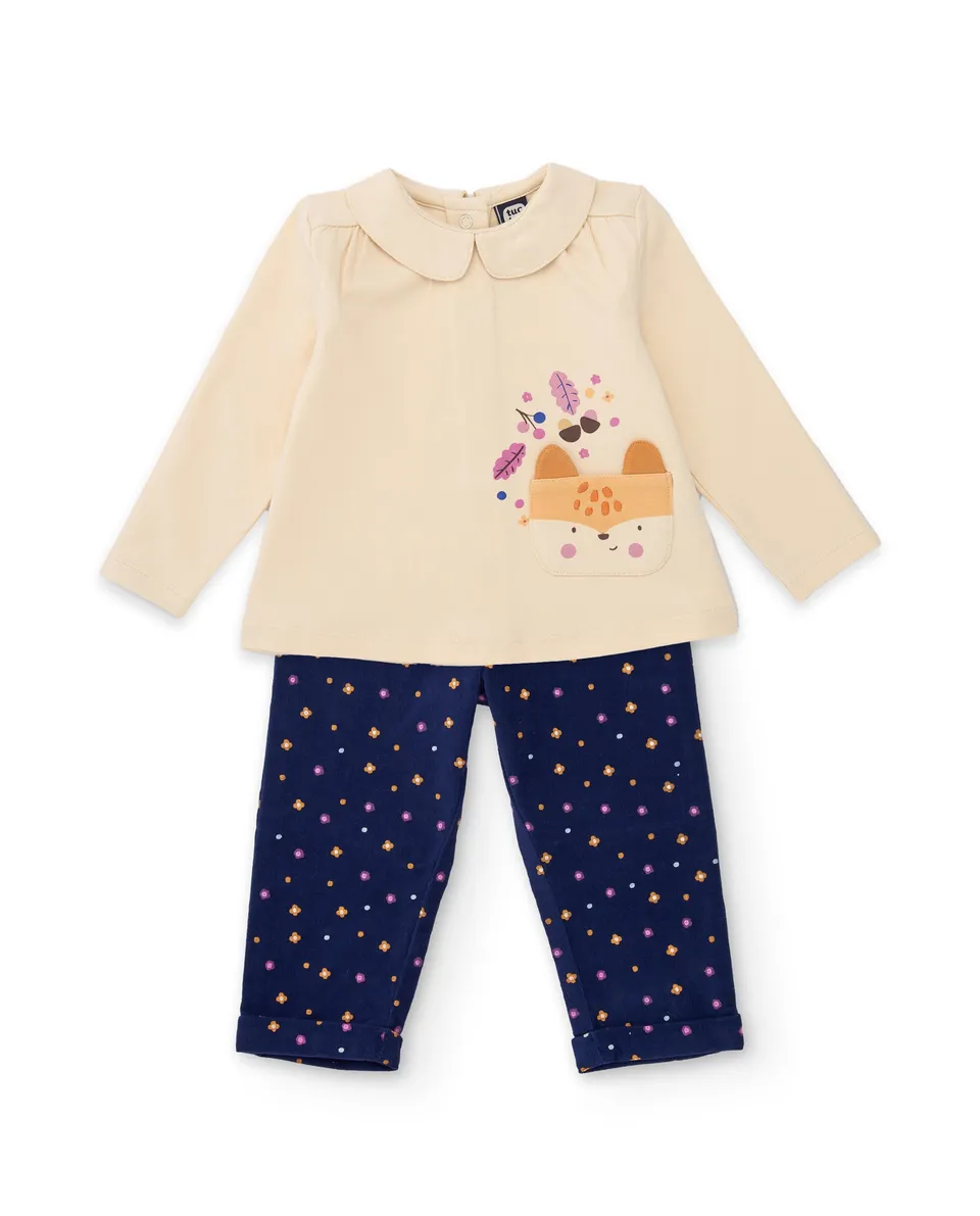 TucTuc Completi Completo Neonata Crudo Pois 2 Pezzi