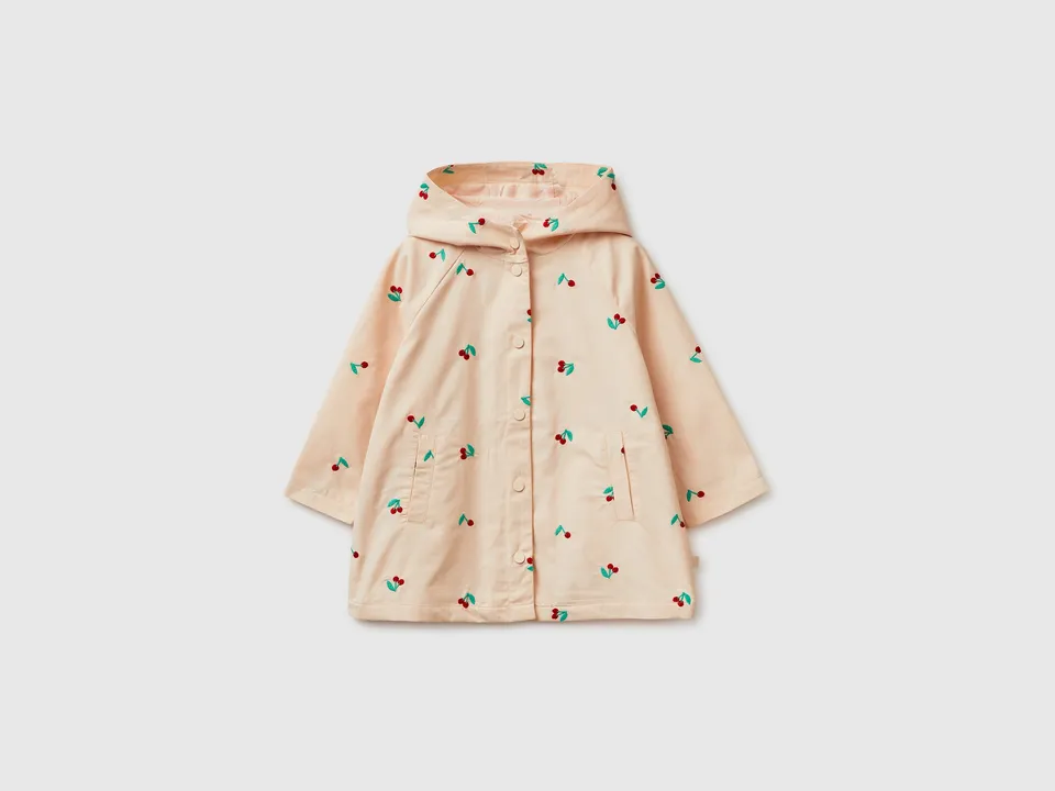United Colors of Benetton giacca ciliegie cotone cappuccio bimba