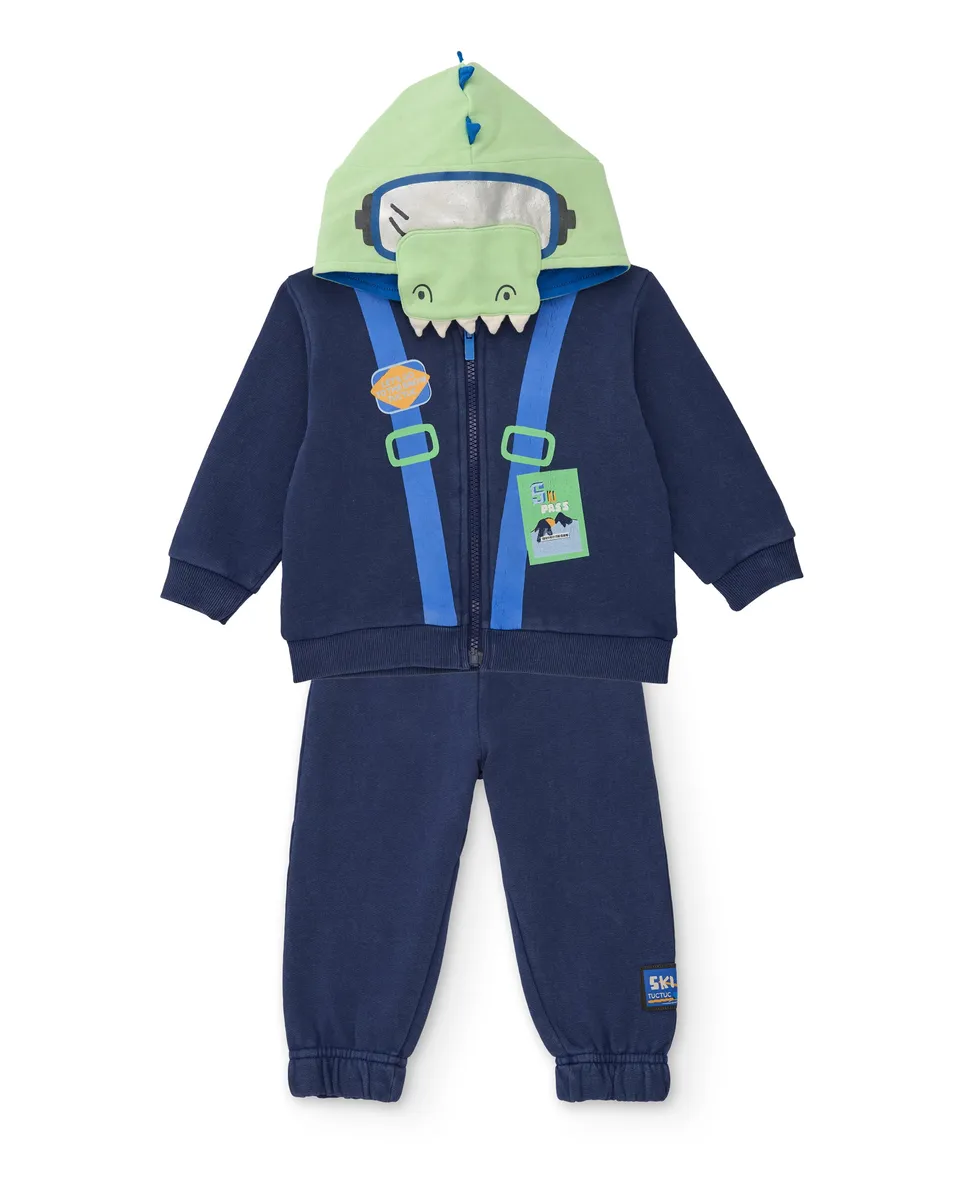 TucTuc Completi Tuta felpa bambino blu coccodrillo zip