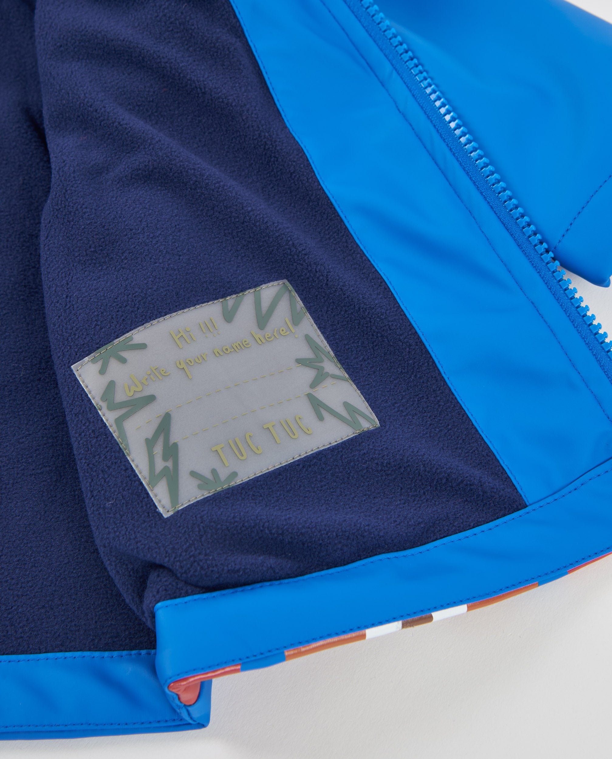TucTuc Cappotti Impermeabile bambino blu cappuccio stampa