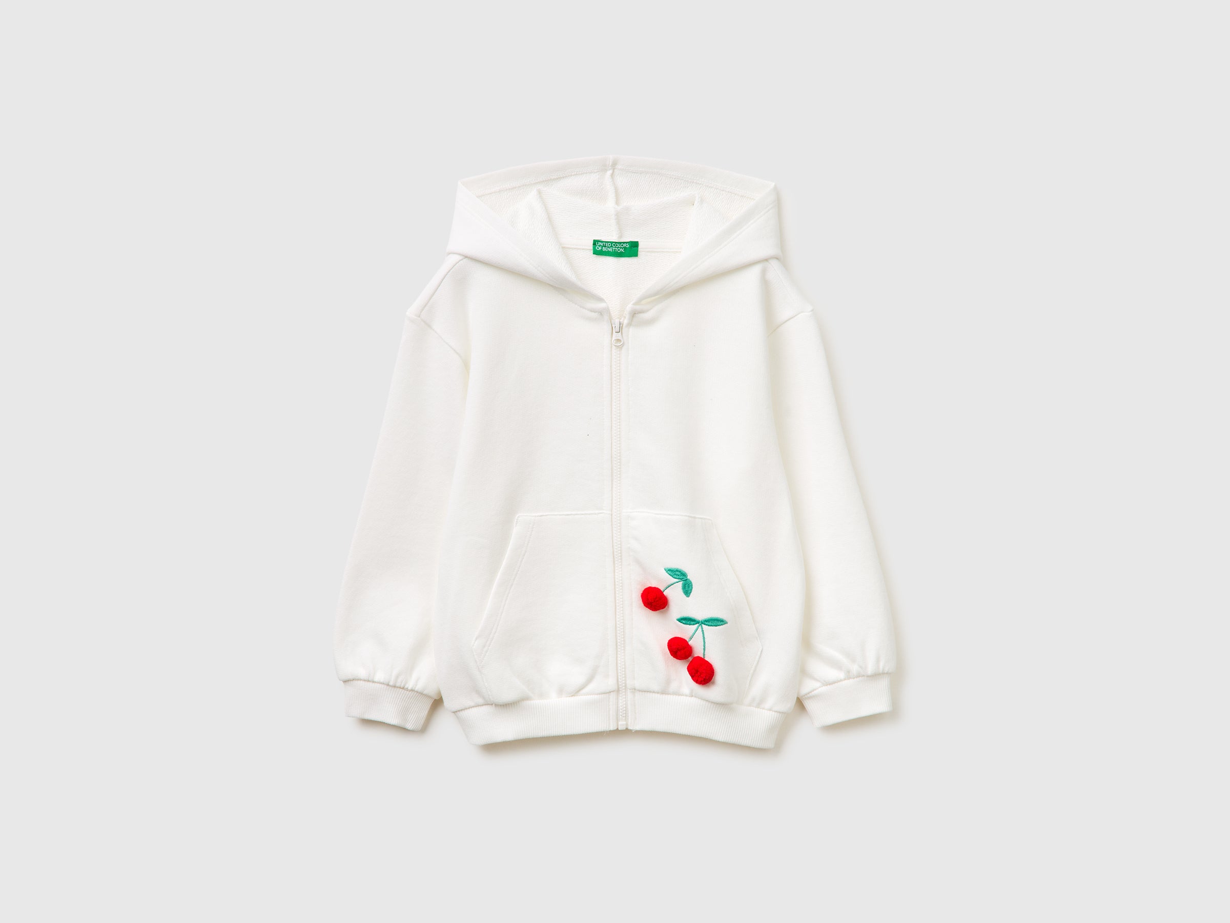 United Colors of Benetton felpa bimba cappuccio cotone ciliegia 98