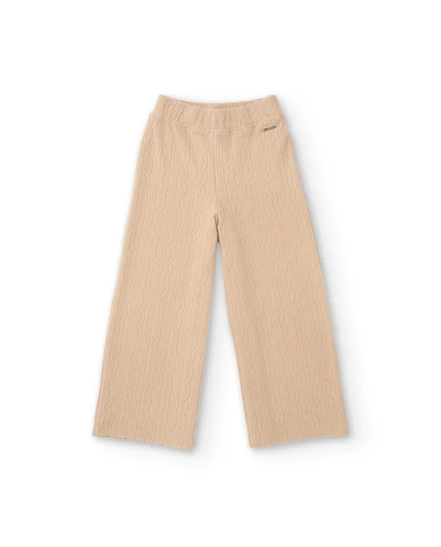 TucTuc Pantaloni Tricot Bambina Beige Gamba Larga 4-16 Anni