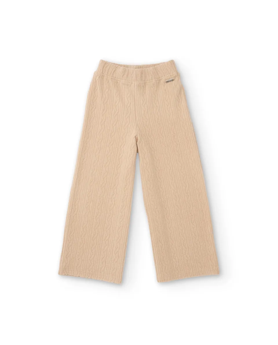 TucTuc Pantaloni Tricot Bambina Beige Gamba Larga 4-16 Anni