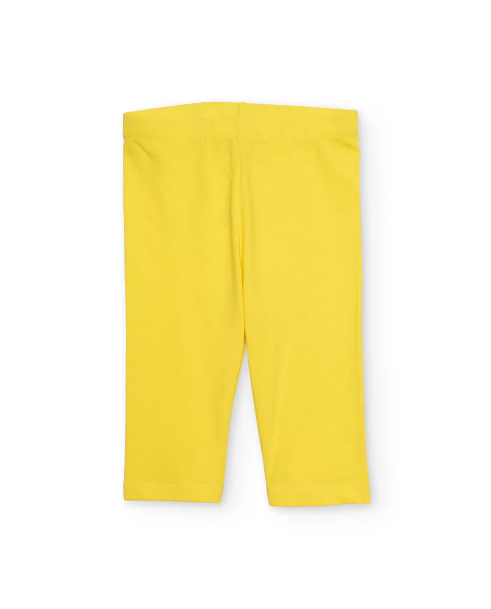 TucTuc Leggings Bambina Giallo in Maglia Elastica