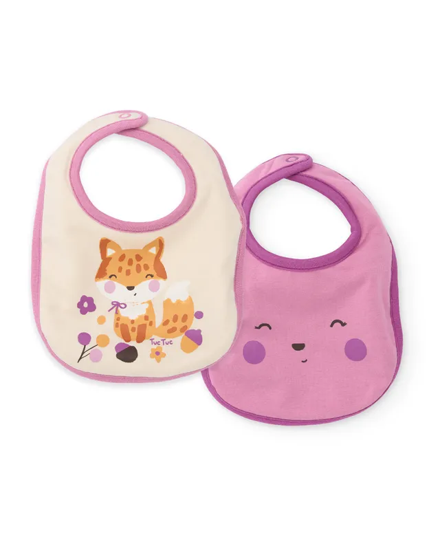 TucTuc Accessori Set 2 Bavaglini Neonata Rosa Volpe