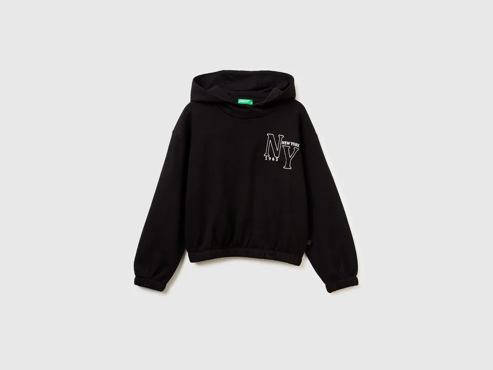 United Colors of Benetton Felpa Cappuccio Cotone L Stampa