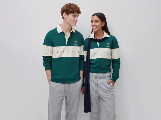 United Colors of Benetton Rugby Polo Verde Scuro Cotone