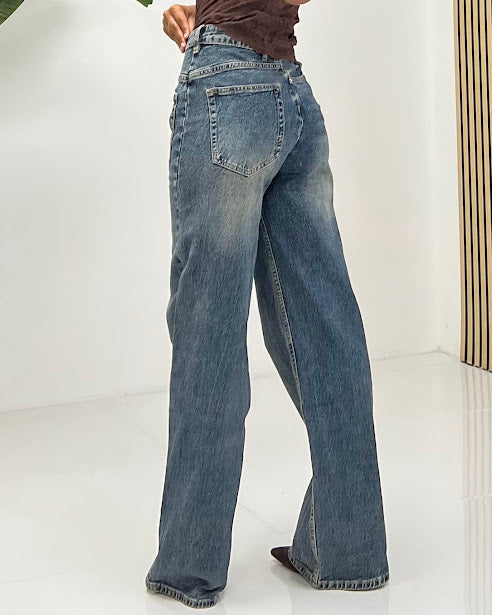 Sottosopra JEF163 jeans donna dettagli invertiti taglia L