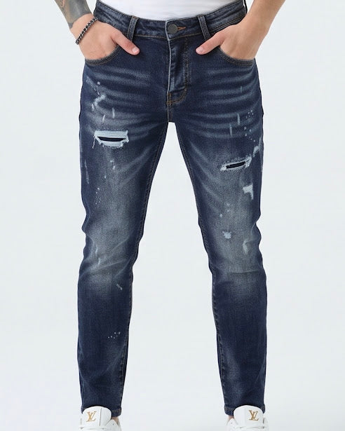 Sottosopra ANJC8576B Jeans Slim Delavé con Toppe 46