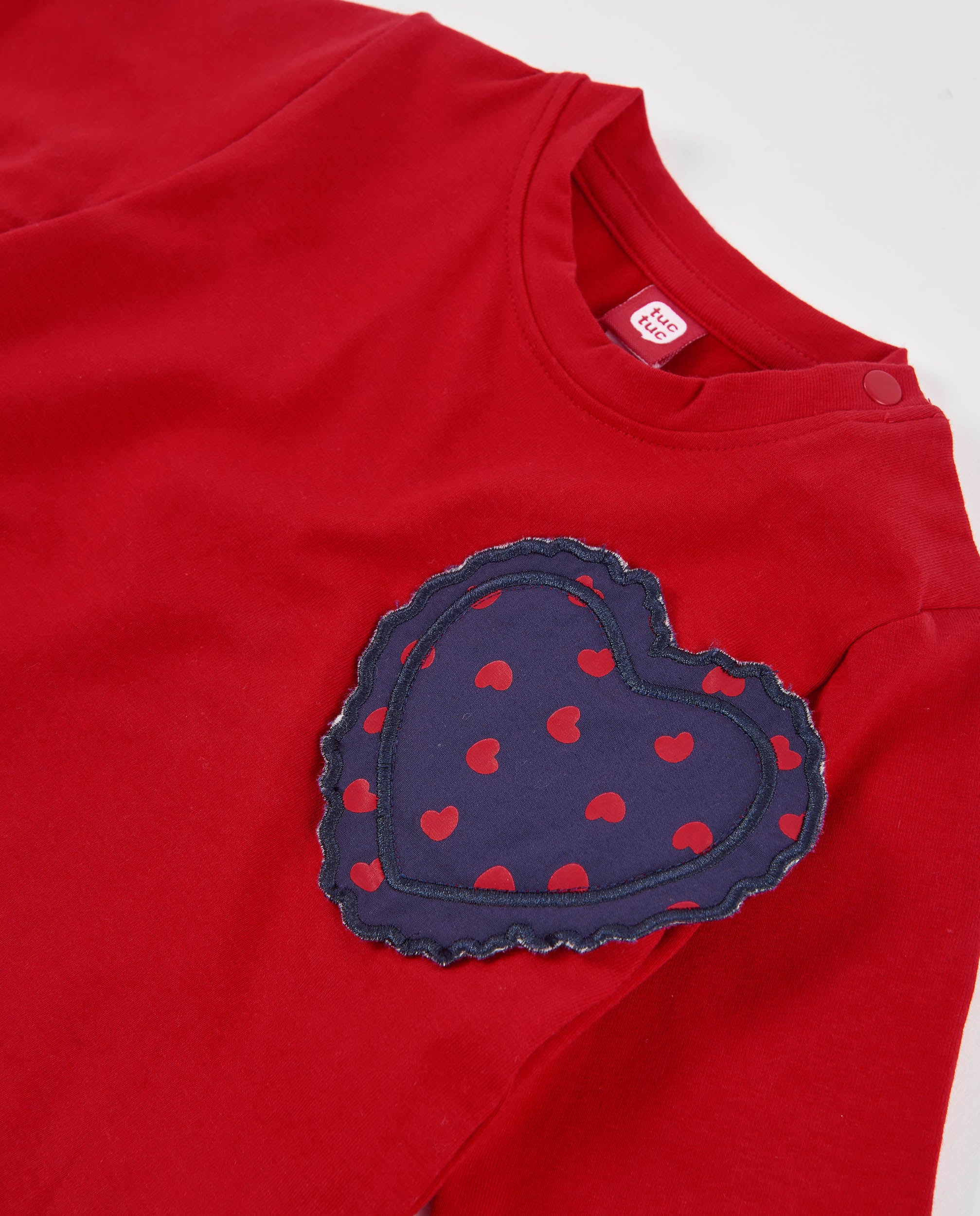 TucTuc Magliette maglia bambina rosso cuore pois