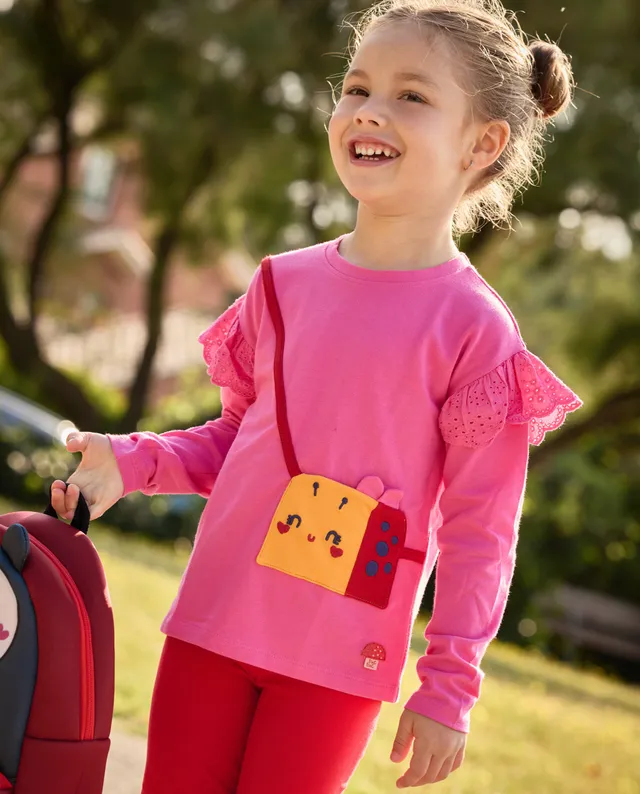 TucTuc Leggings bambina fungo rosso elasticizzato