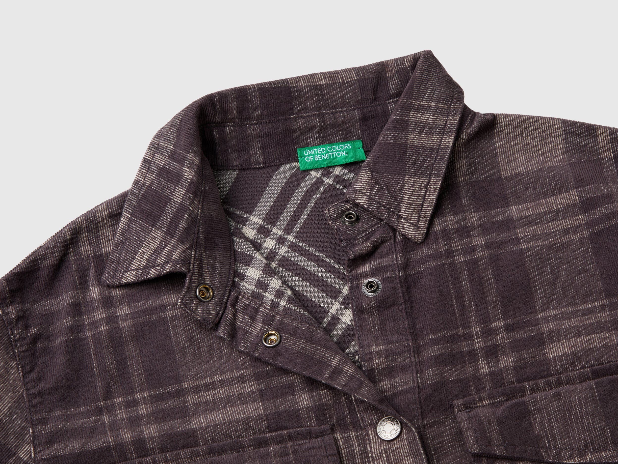United Colors of Benetton camicia velluto tartan manica lunga