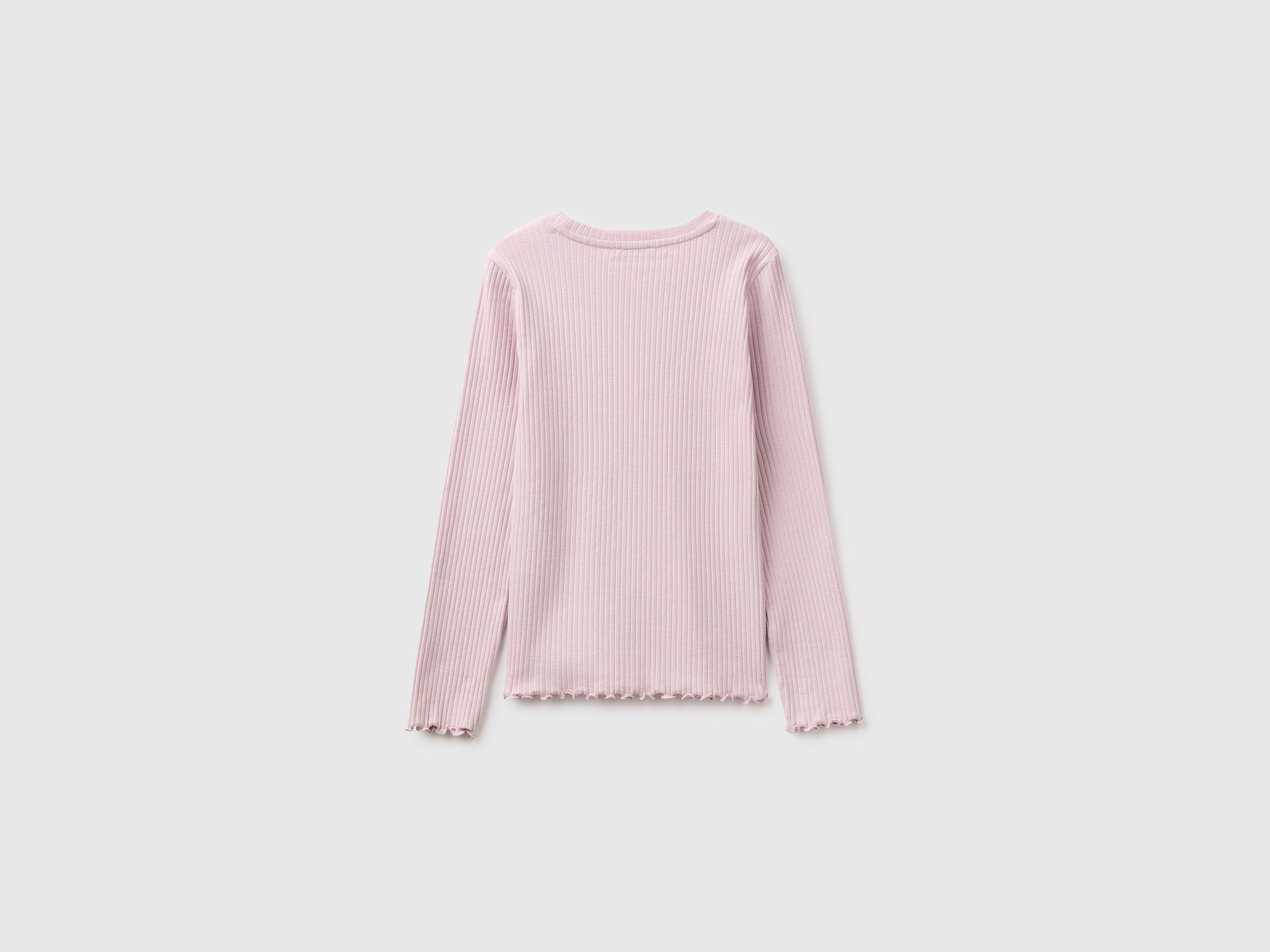 United Colors of Benetton T-Shirts Maglietta Cotone Costine M. Lunghe