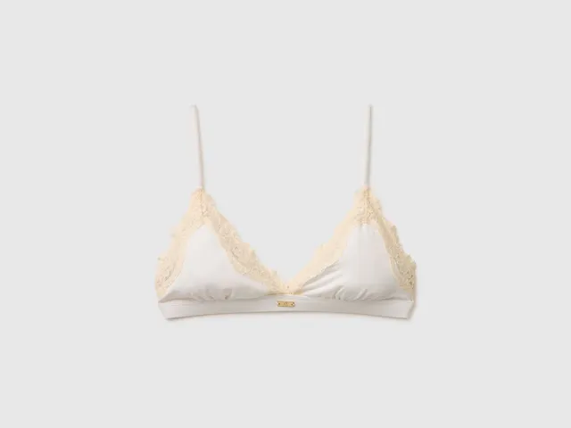 Benetton Reggiseno triangolo seta pizzo coppa B