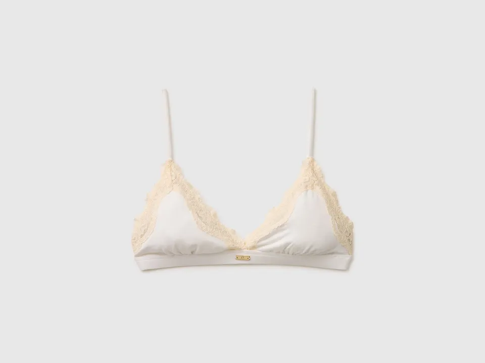 Benetton Reggiseno triangolo seta pizzo coppa B