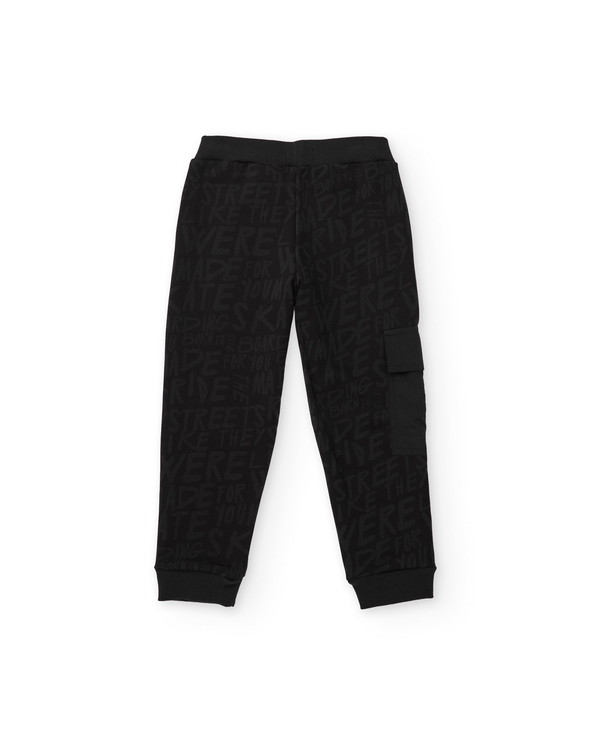 TucTuc Pantaloni tuta bambino nero cotone tasca cargo
