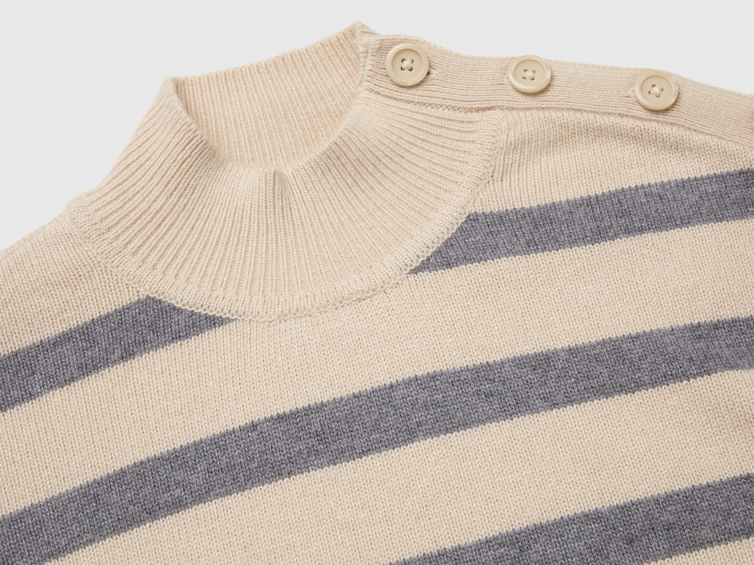 United Colors of Benetton Sweater buttons maglione collo alto lana