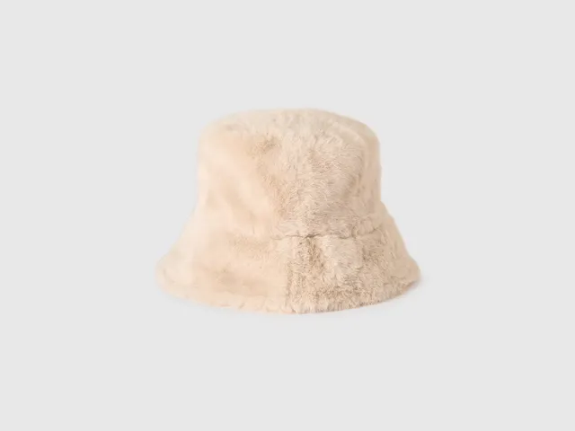 United Colors of Benetton Cappello bucket reversibile pelliccia