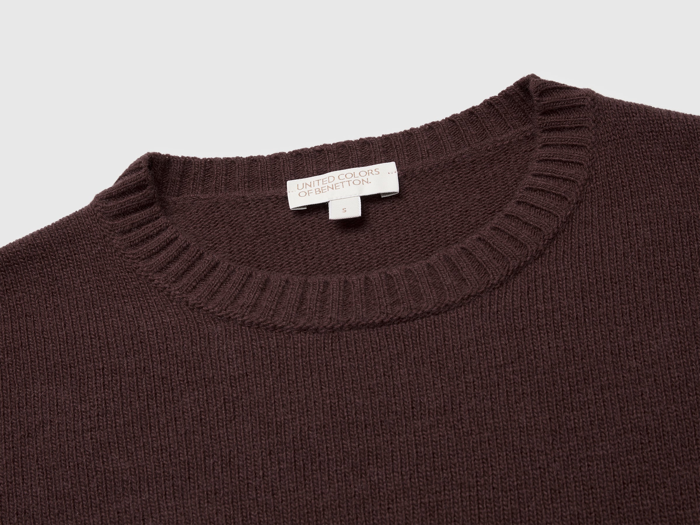 Benetton Maglione lana boxy fit girocollo coste