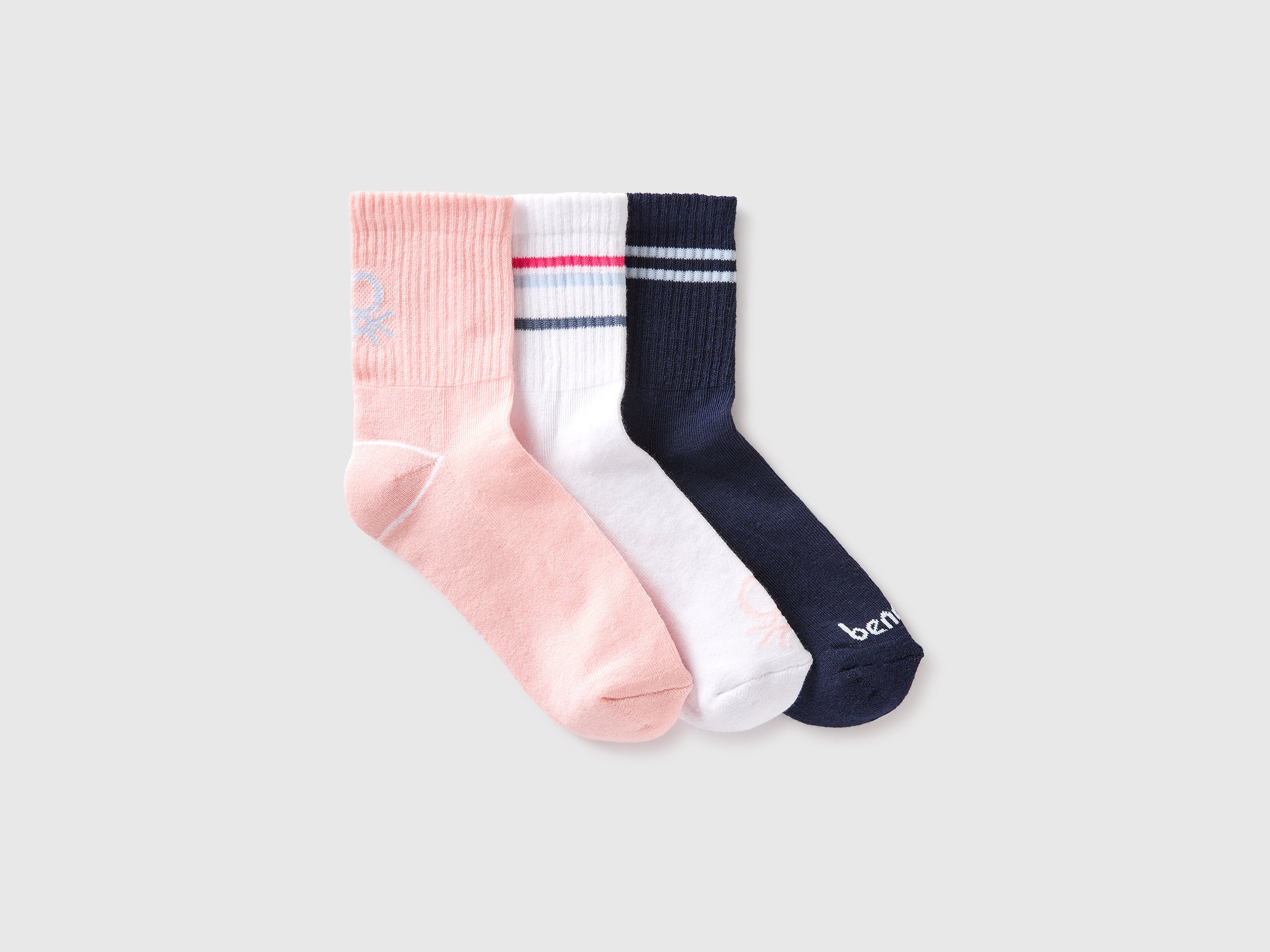 United Colors of Benetton Logo Tris calzini cotone 3 paia