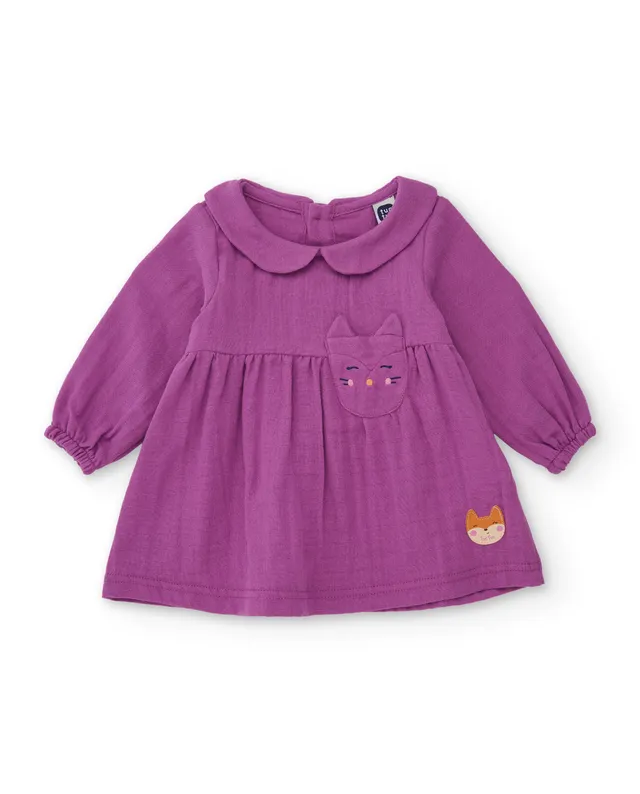 TucTuc Vestiti vestito tela neonata viola volpe maniche lunghe