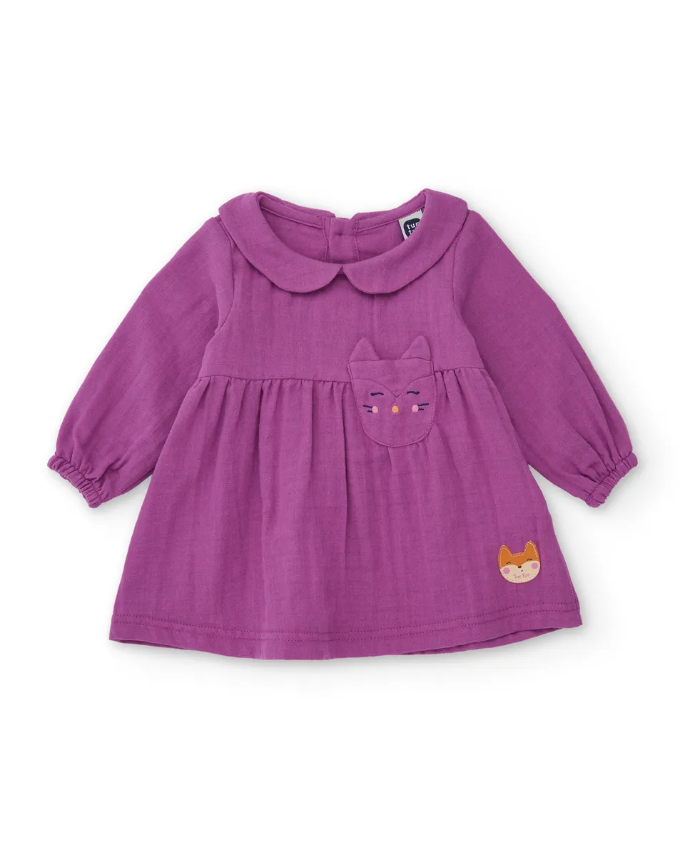 TucTuc Vestiti vestito tela neonata viola volpe maniche lunghe