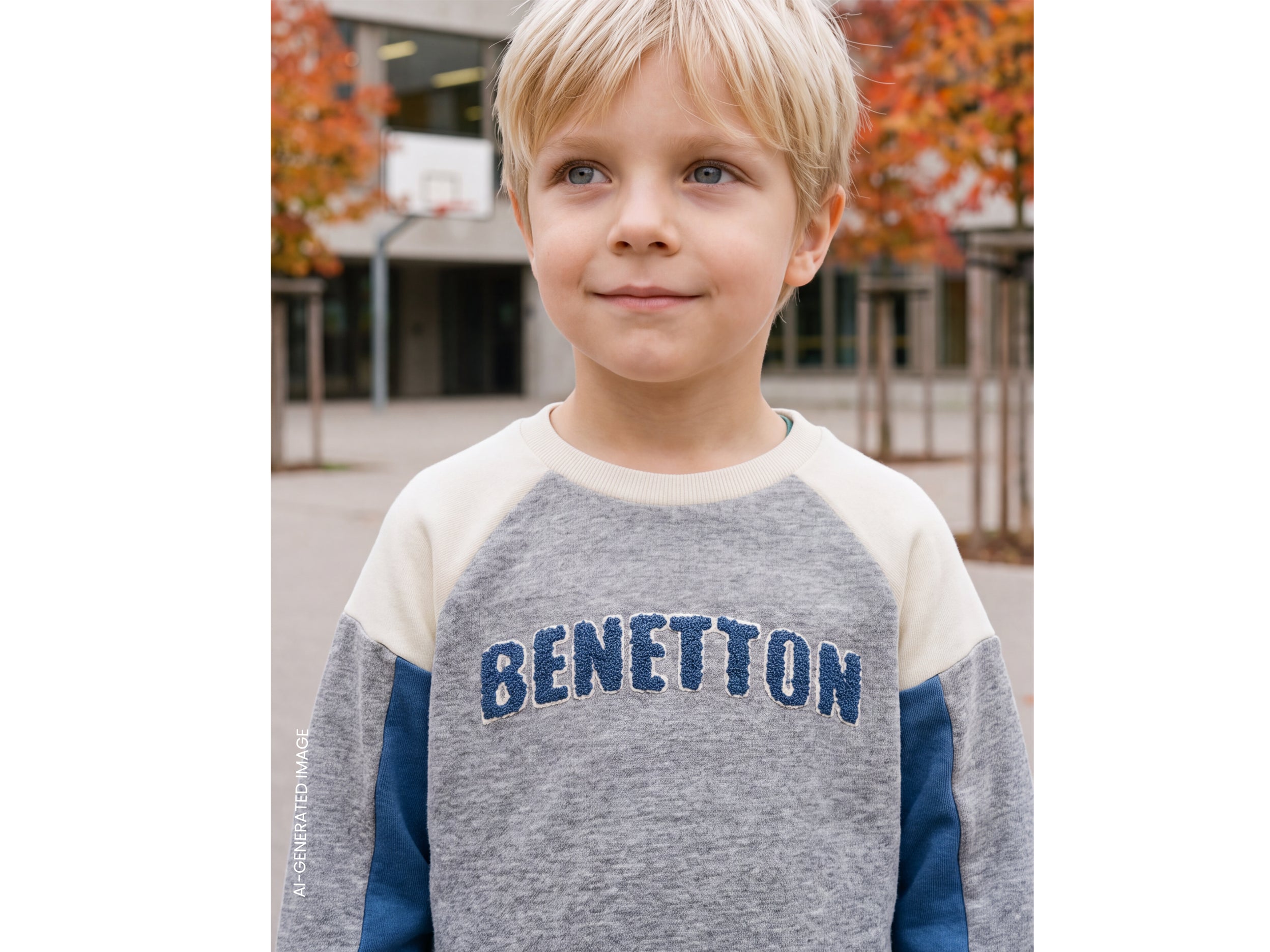 United Colors of Benetton Felpa Bimbo Cotone Bio Color Block 104
