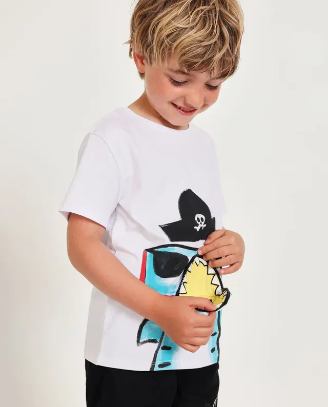 TucTuc Magliette t-shirt bambino pirata cotone bianco
