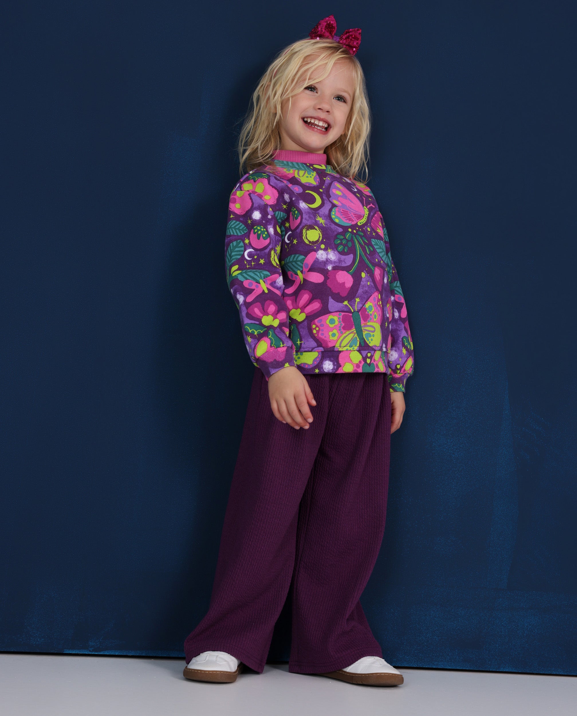 TucTuc Pantaloni coste bambina viola vita elastica 6 mesi