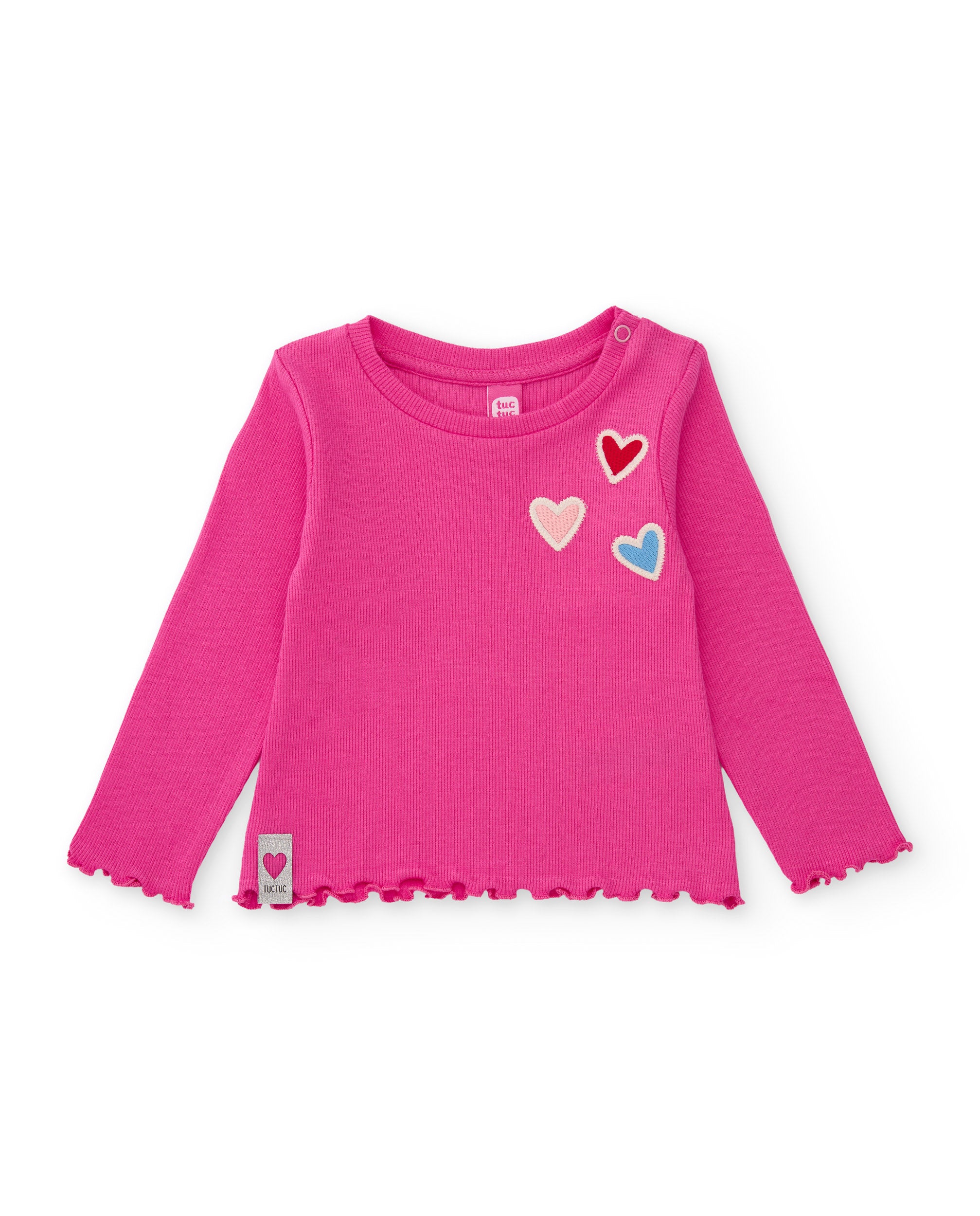 TucTuc Magliette t-shirt bambina maniche lunghe rosa cuori