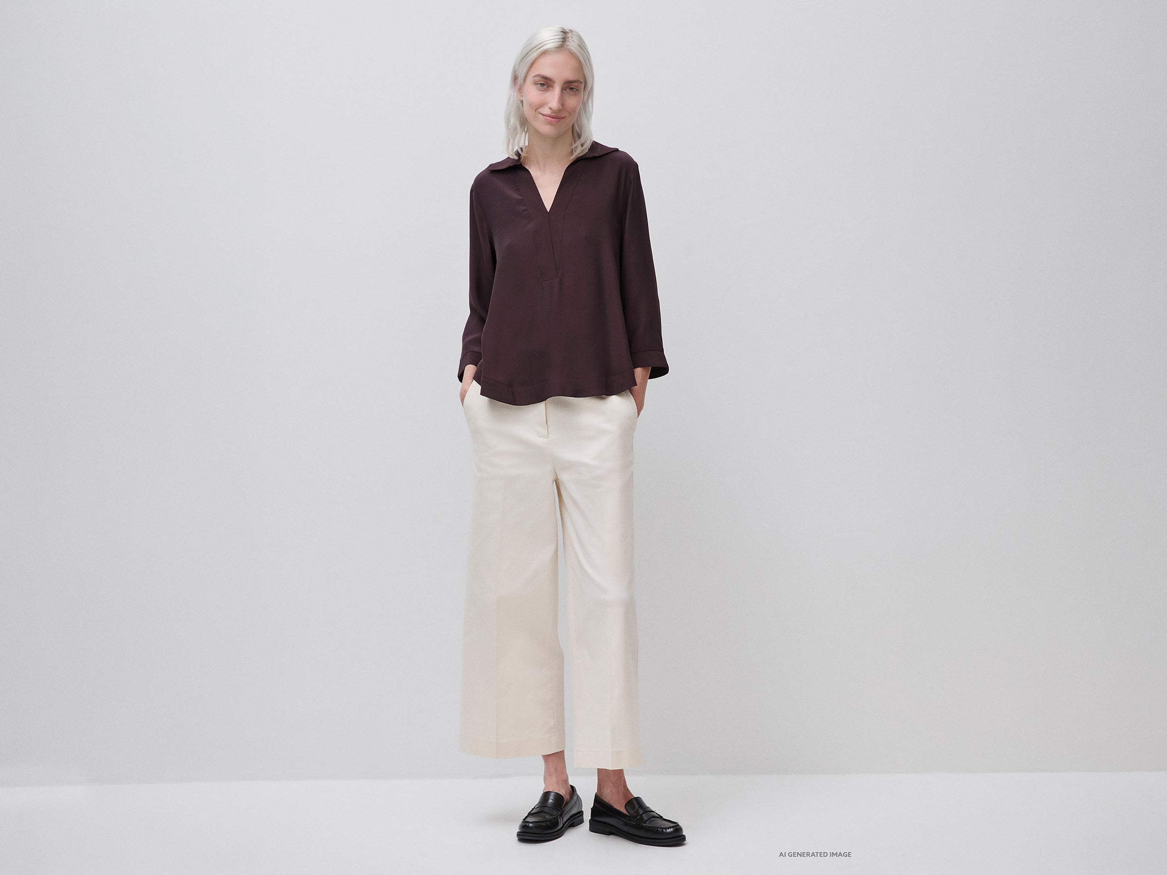 United Colors of Benetton Blusa Viscosa Scollo V Maniche Lunghe XS