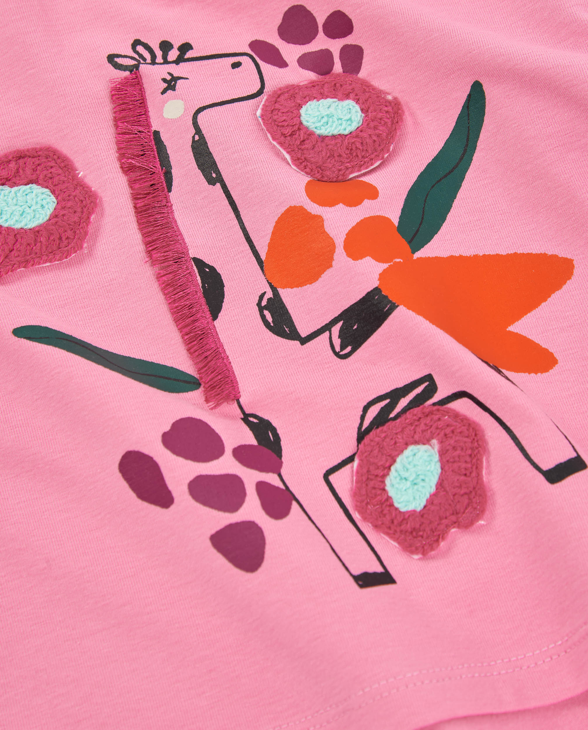 TucTuc Magliette maglietta bambina rosa giraffa cotone