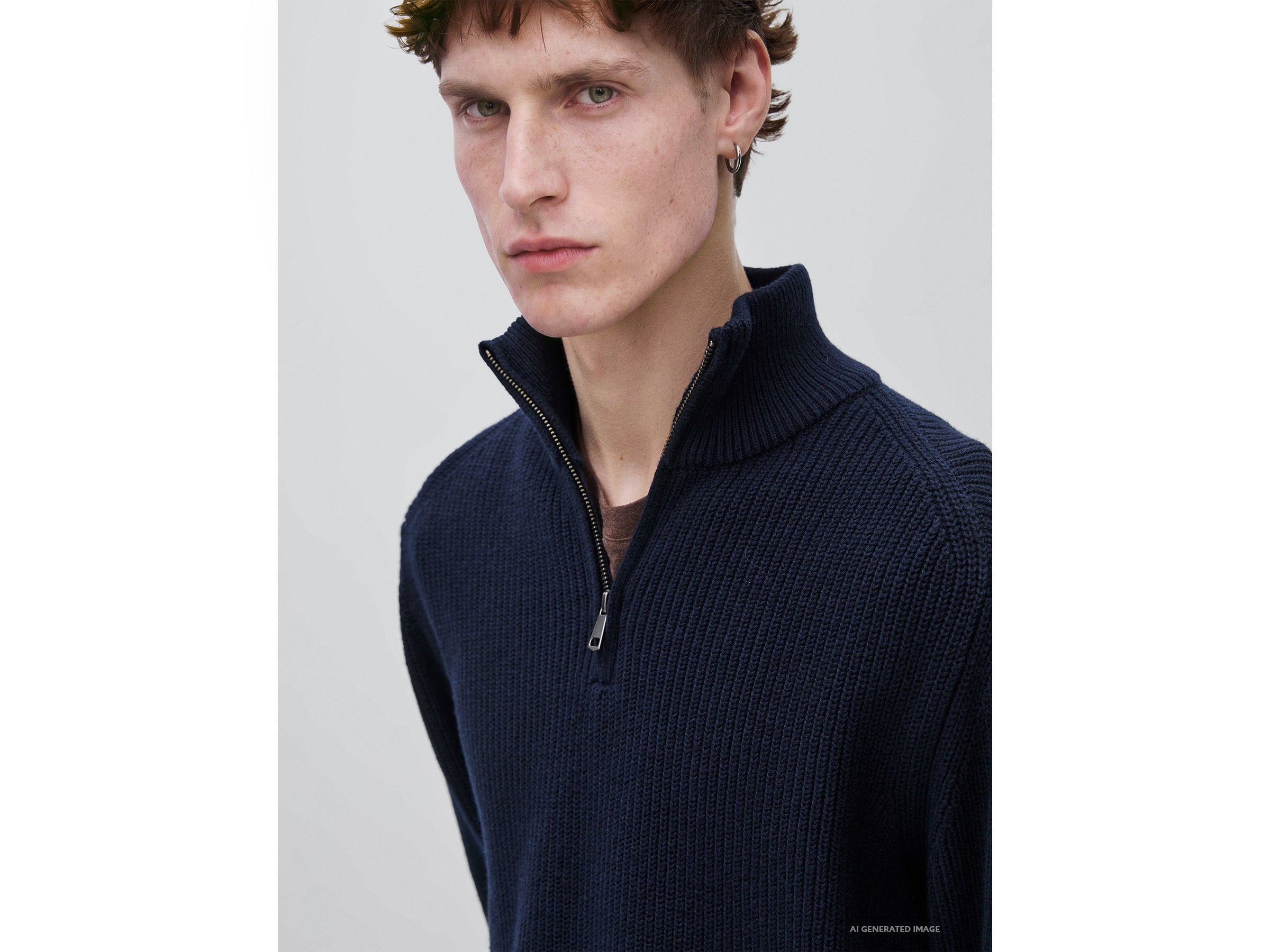 Benetton Sweaters Maglione mezza zip lana taglia L