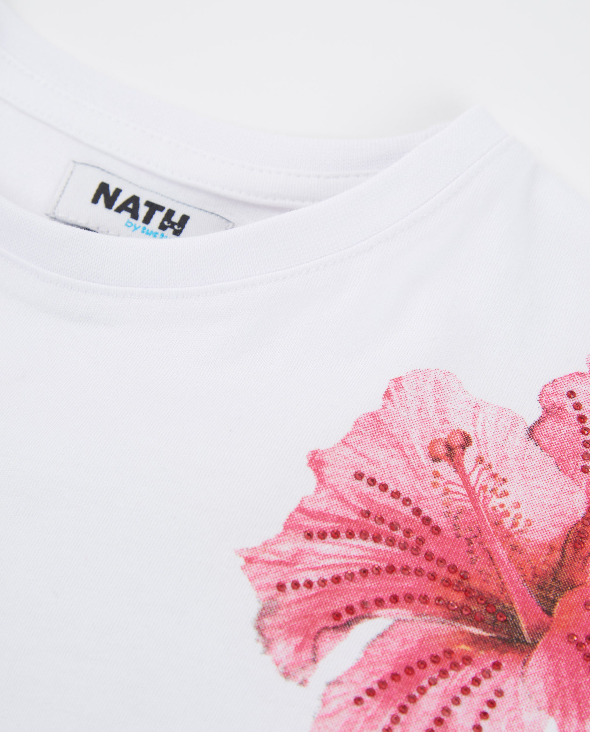 TucTuc Magliette T-Shirt Bambina Bianca Fiori Rosa Cotone